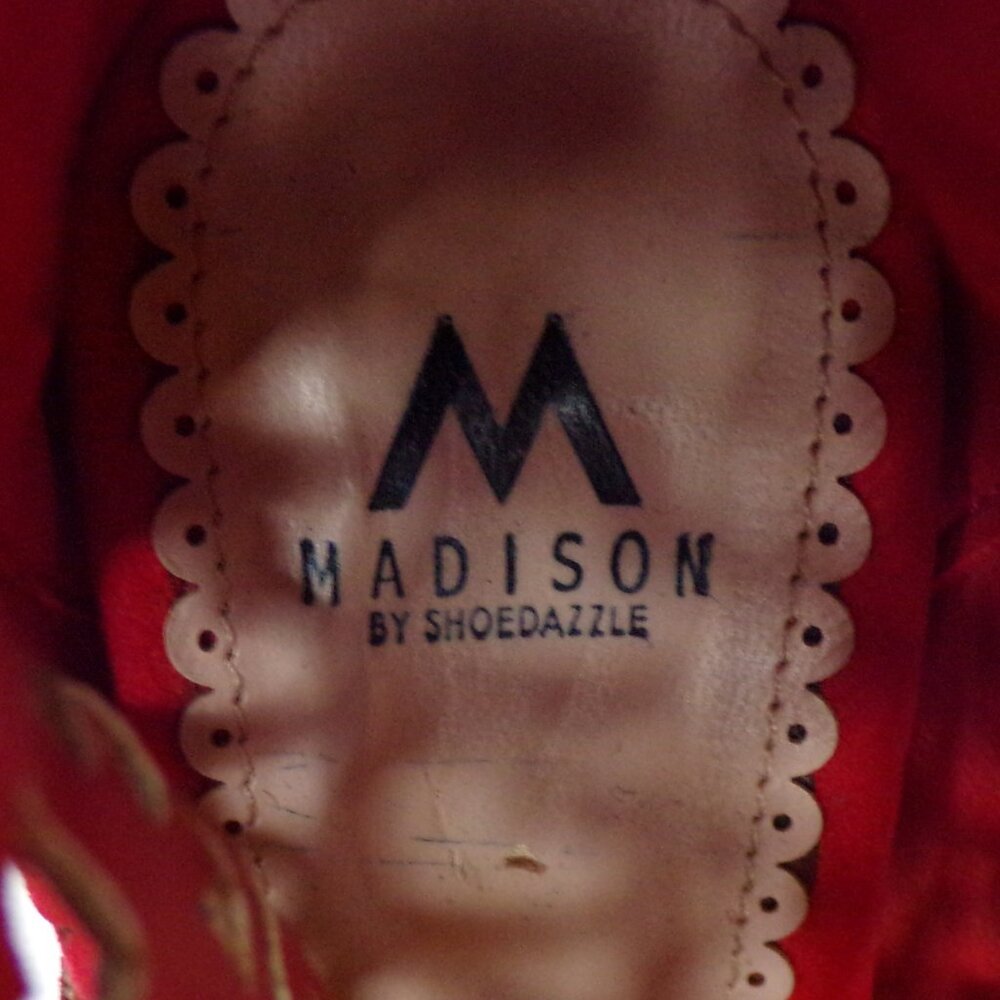 MADISON BY SHOEDAZZLE size 7 red faux-suede ultra-high-heel ankle booties - Picture 12 of 16